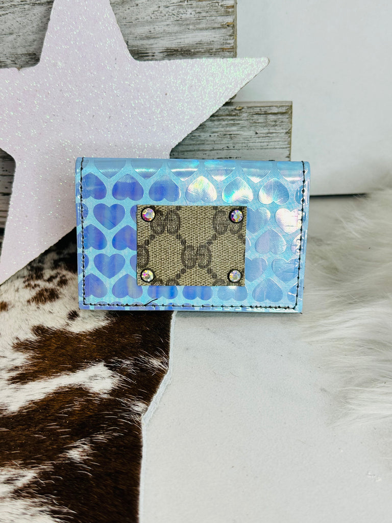 Sea Breezy Hearts Leather Card Holder