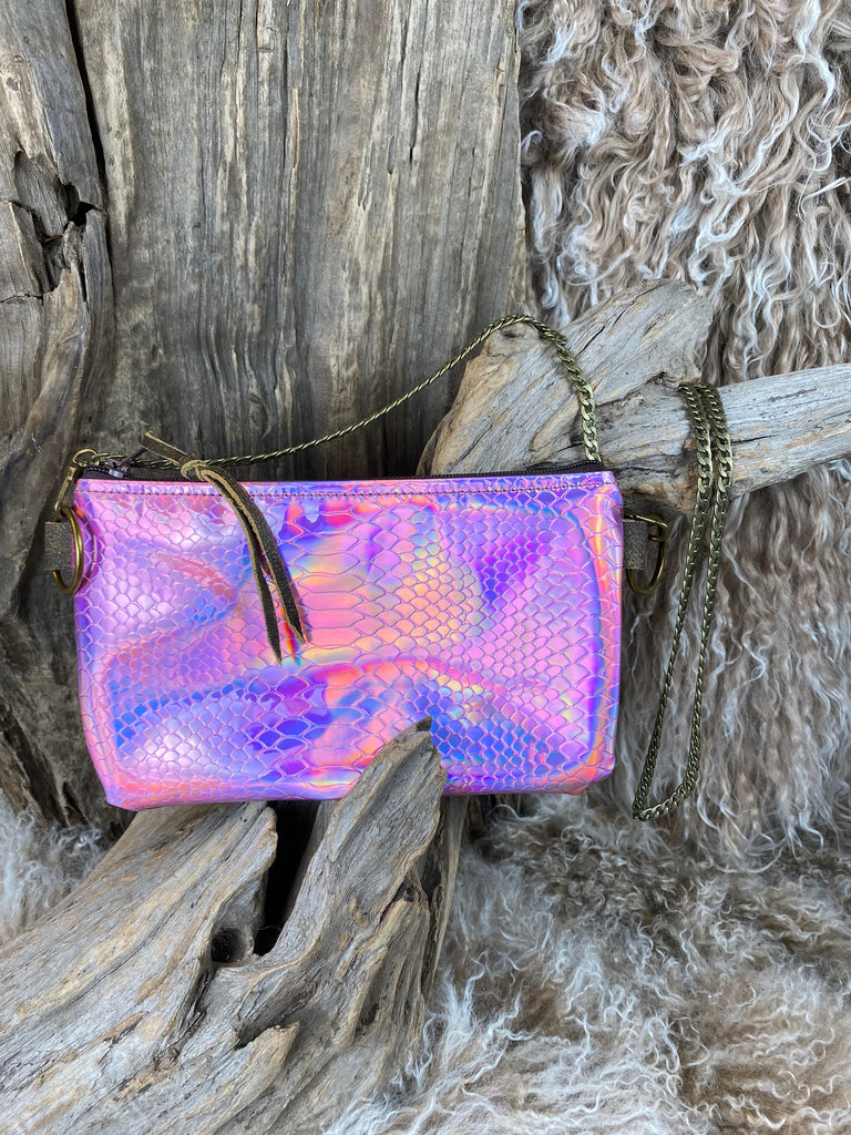 Pink Chic Hologram Leather Olive Crossbody