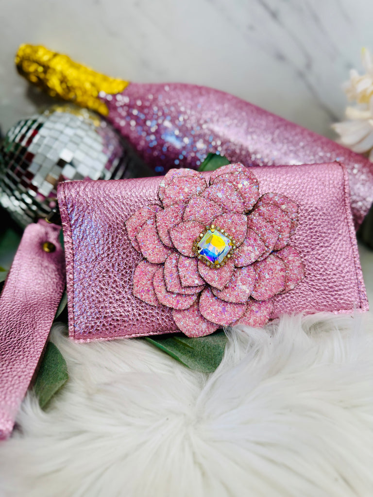 Glitzy Girl Pink Shimmer Fallon Wallet/Wristlet