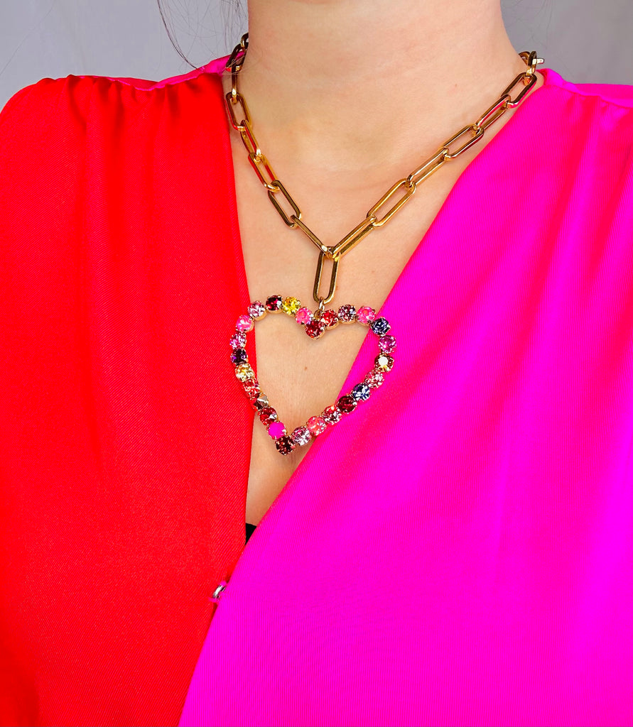 Red Mix Swarovski Heart Necklace