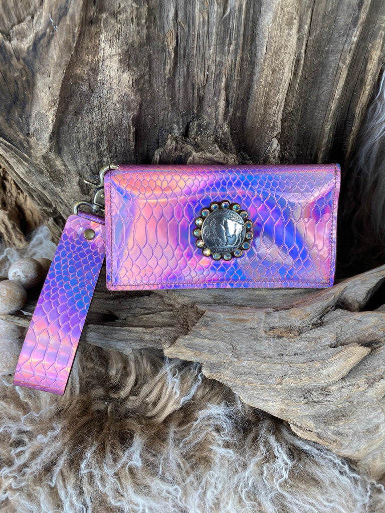 Pink Shimmer Hologram AB Coin Fallon Wallet/Wristlet