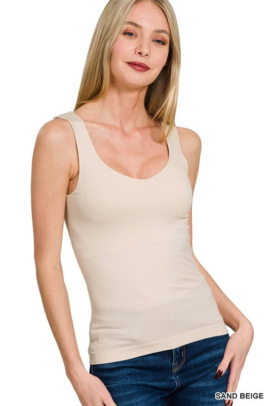 The Clair Classic Seamless Shaping Tank Top in Sand Beige