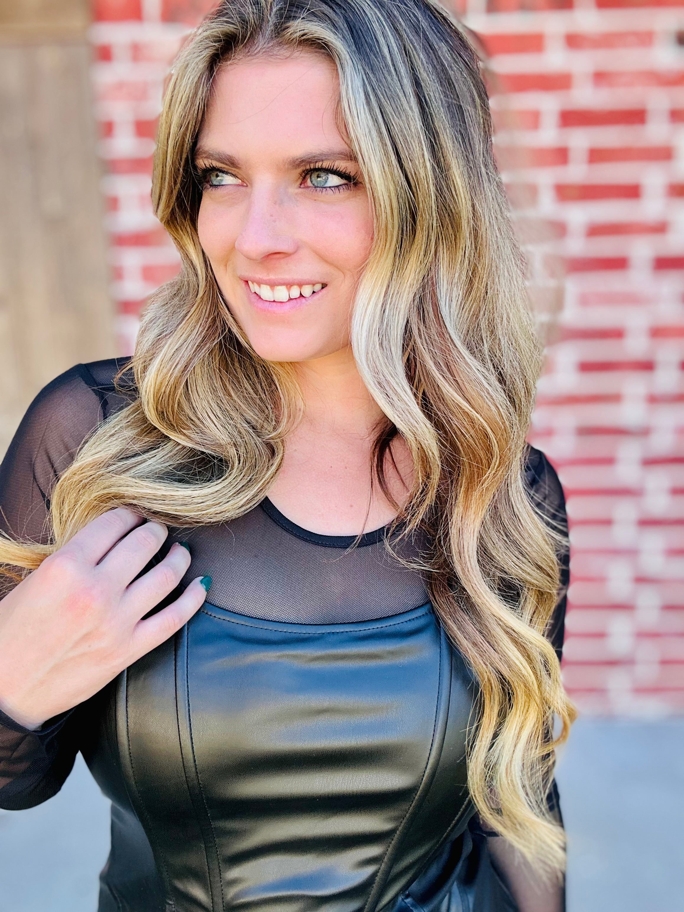 Midnight Frisk Faux Leather Dress & Mesh Top The Sister's Boutique Midnight Frisk Faux Leather Dress & Mesh Top The Sister's Boutique