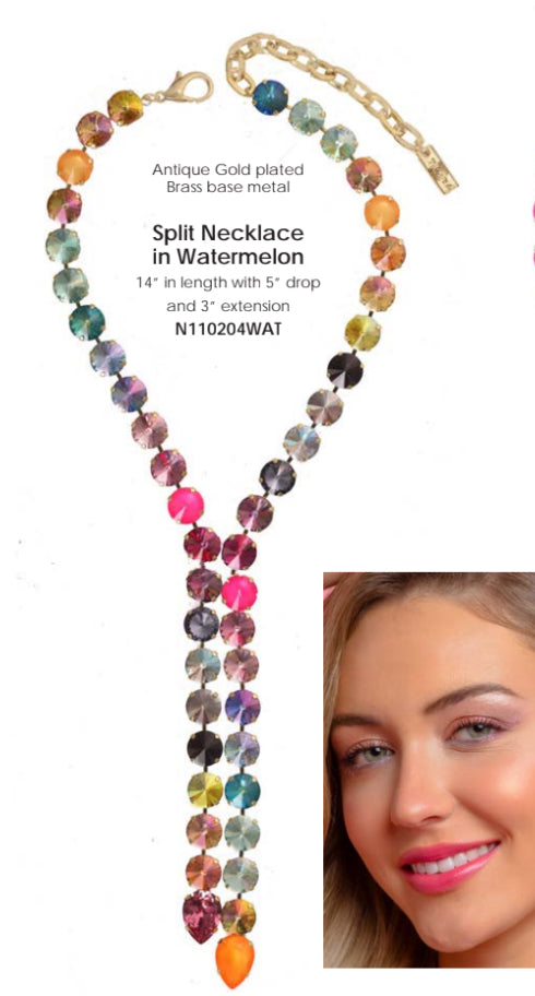 Split Swarovski Necklace in Watermelon