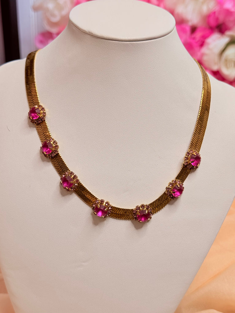 Kristen Necklace In Fuchsia Matte Swarovski Crystal