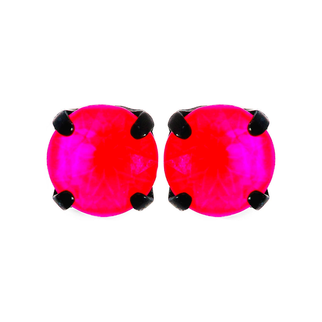 Oakland Swarovski Stud Earrings in Electric Smutt Pink