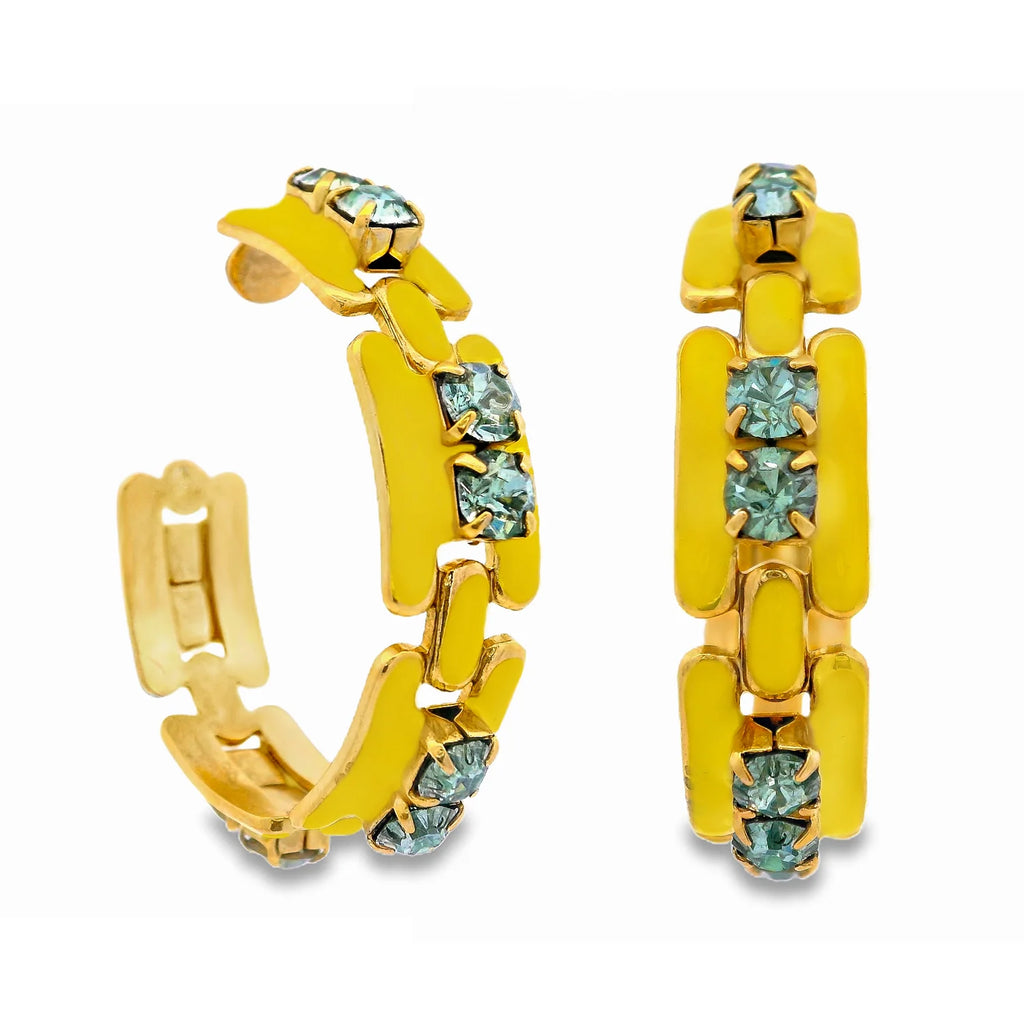 E7071- Hillary Swarovski Hoop Earrings- YellowMint