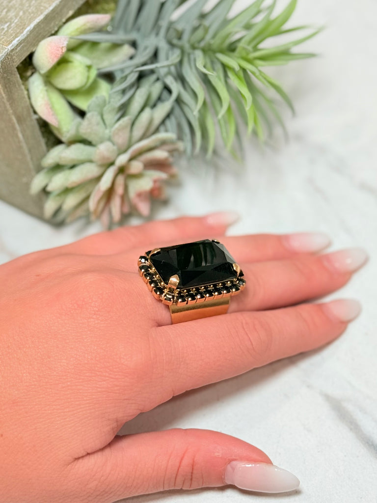 Mini Soleil Swarovski Ring in Jet