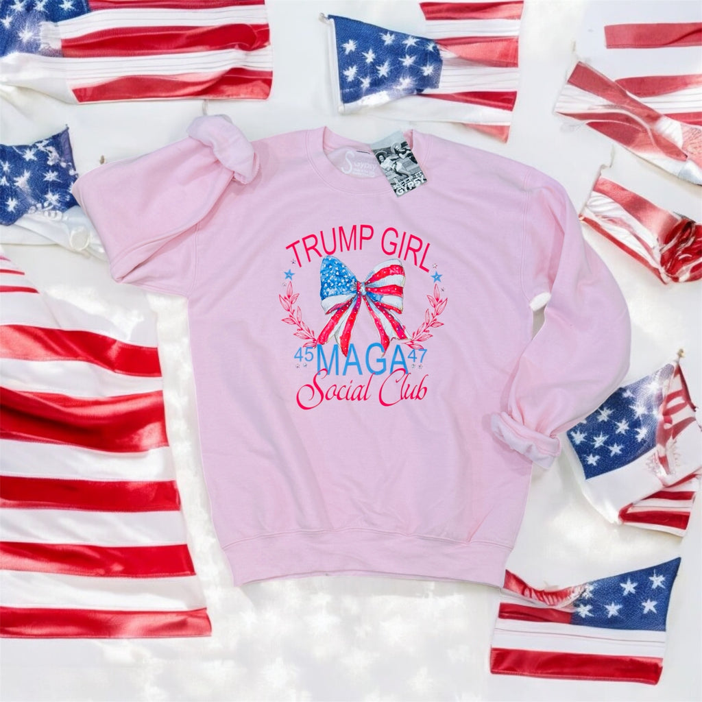 Trump Girl Bedazzled Graphic Crewneck Pullover