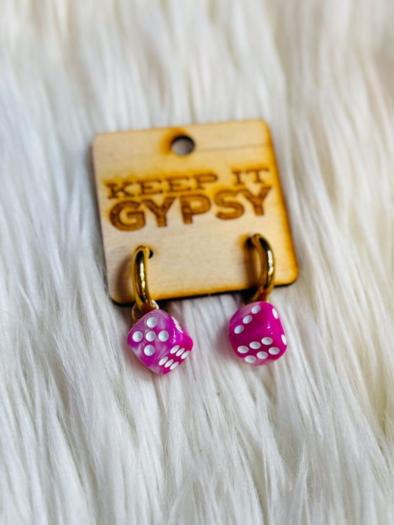 Dicey Dangles in Pink Earrings