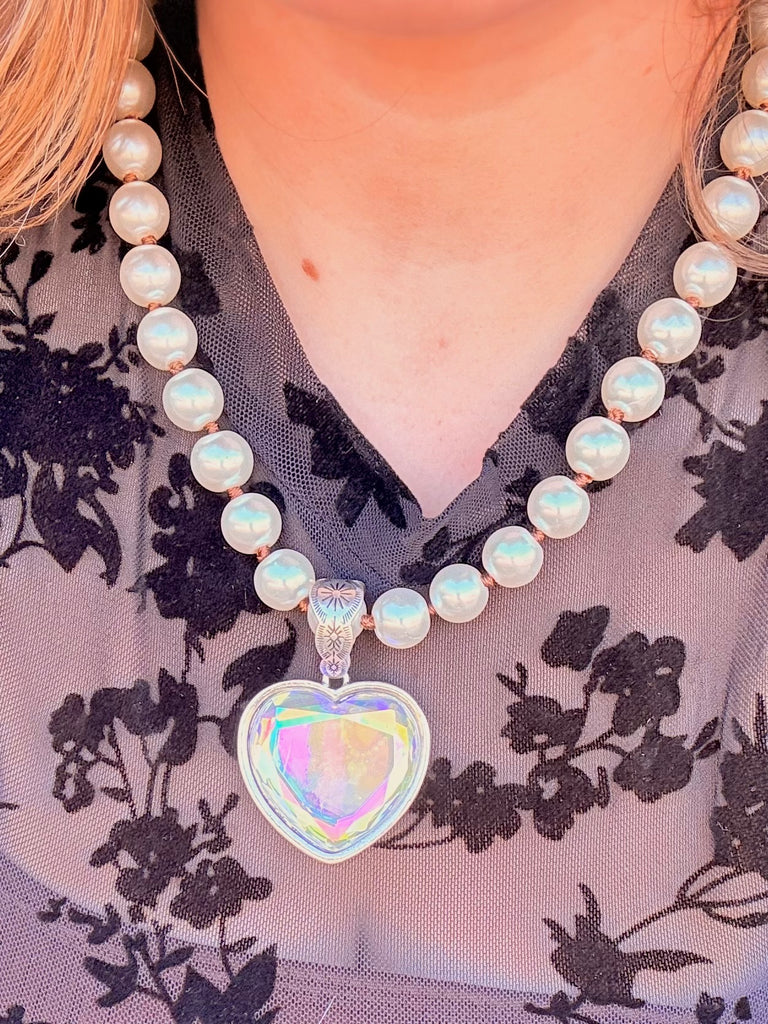 Pearls and Heart Of Glass Necklace