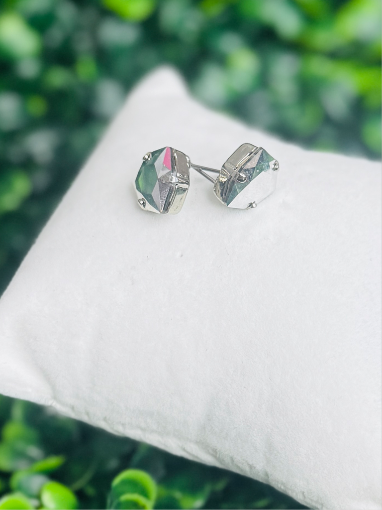 Triangle Liv Swarovski Stud Earrings in Chrome