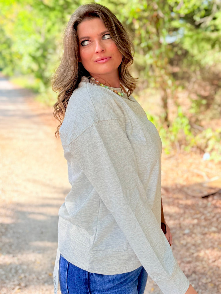 Soft Scuba Round-Neck Sweatshirt - Heather Grey