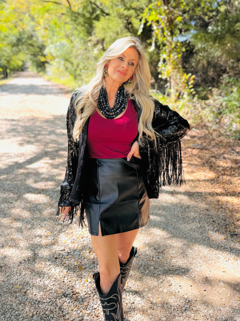 Shimmer & Fringe Sequin Jacket