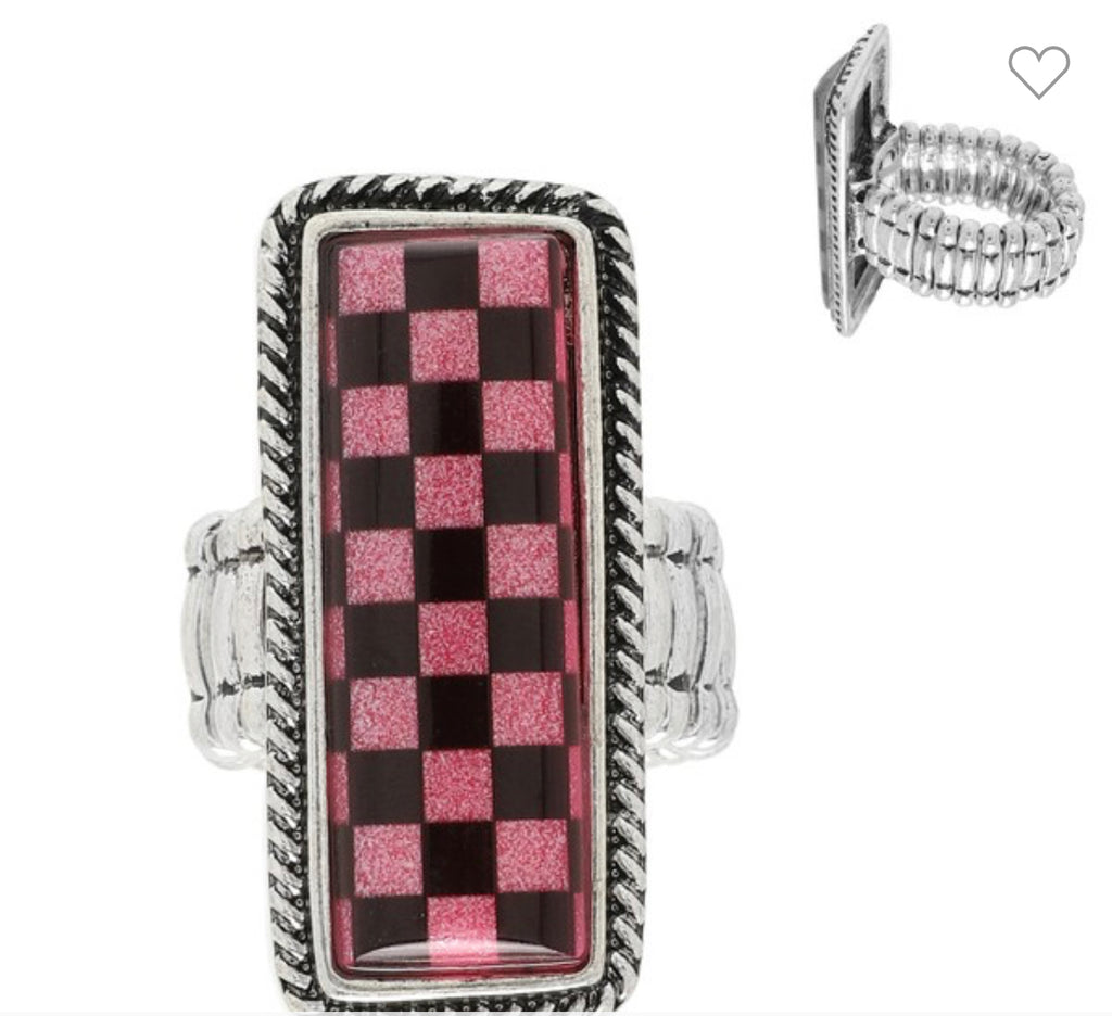 Pink Western Checker Ring