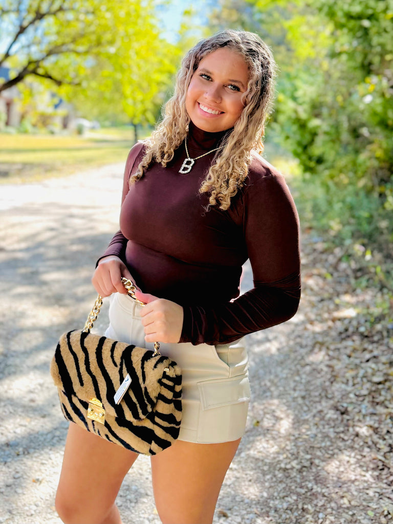 The Essential Mock Neck Bodysuit - Mahogany