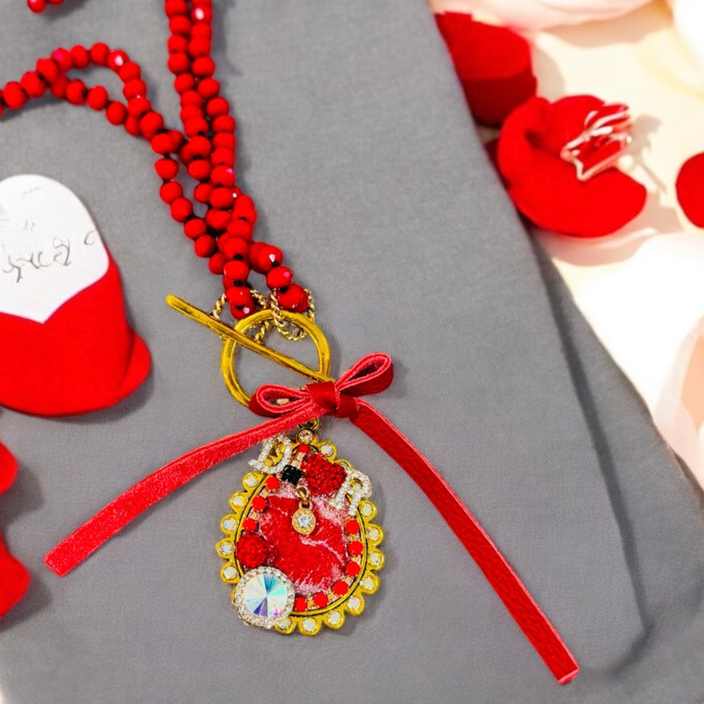 Exes and Ohs Red Pendant Necklace