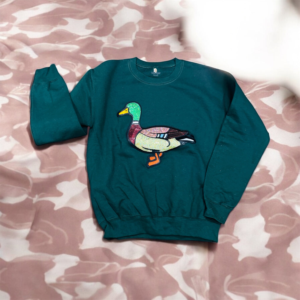 Seqiun Mallard Glitter Graphic Crewneck Pullover