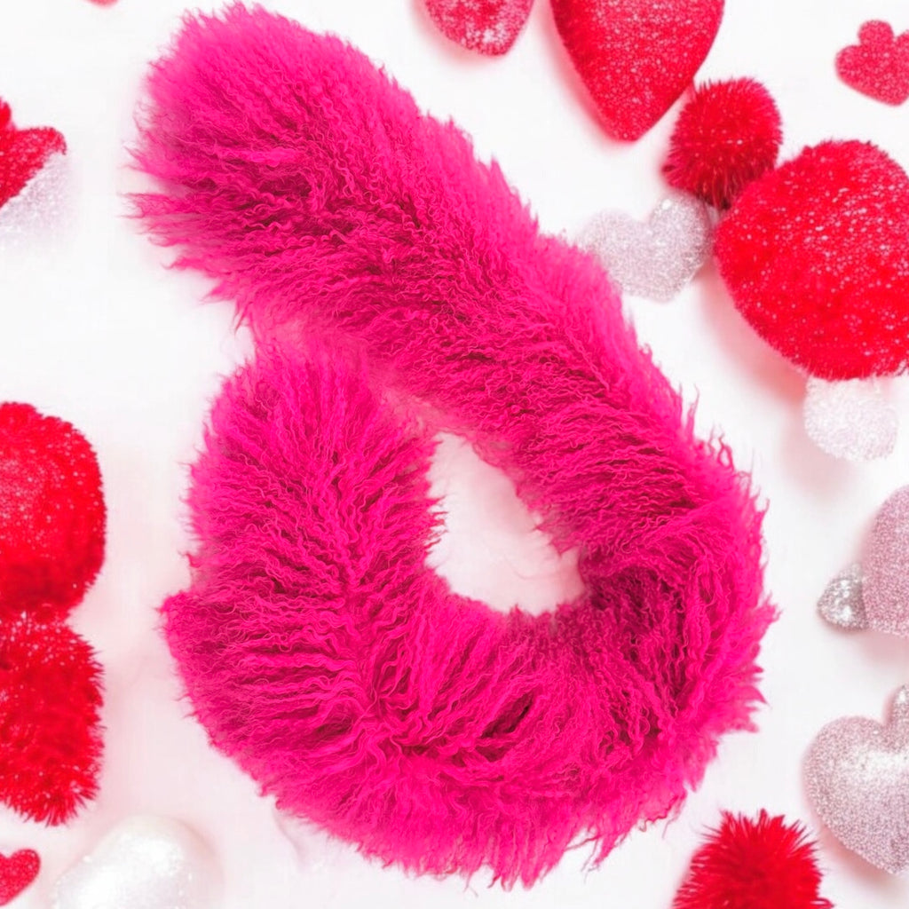 Hot Barbie Pink Magenta Alpaca Fur Scarf