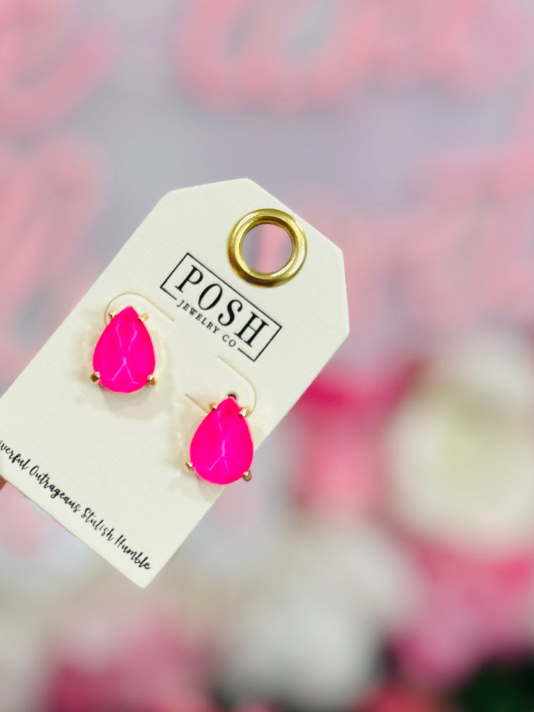 Summer Pink Crystal Stud Earrings