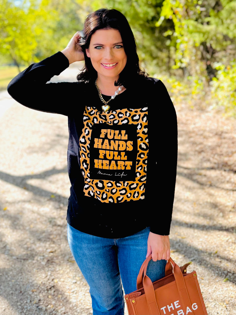 Full Hands Full Heart in Black Lightweight Longsleeve