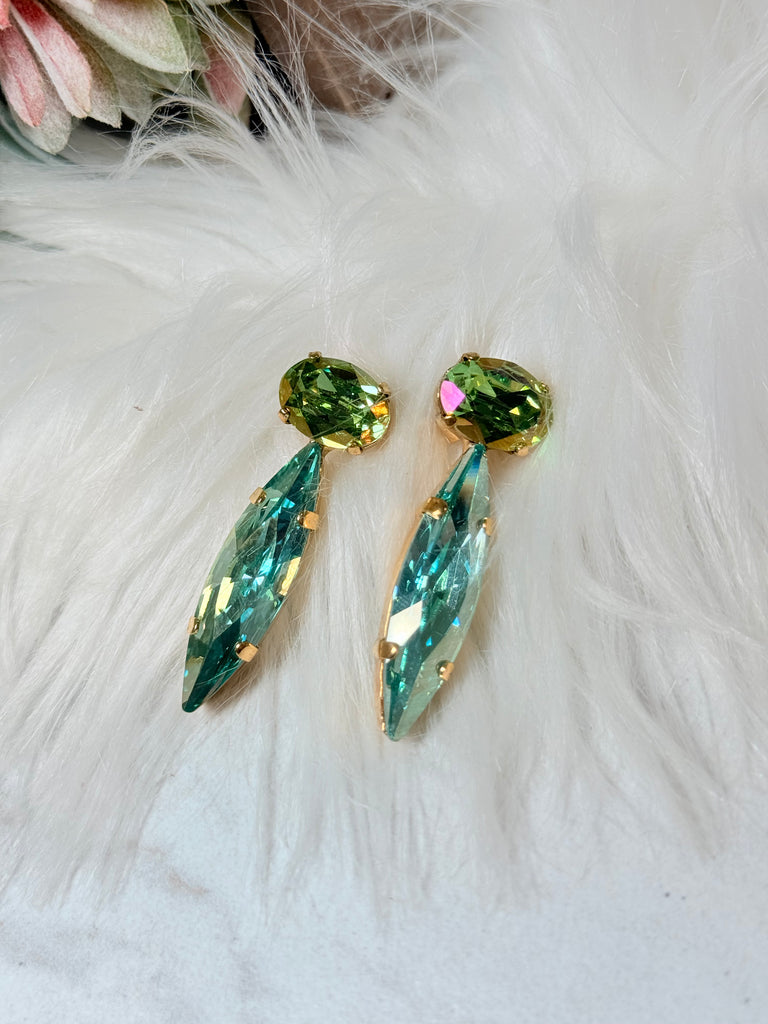 Rowan Swarovski Drop Earrings in Aqua Champagne