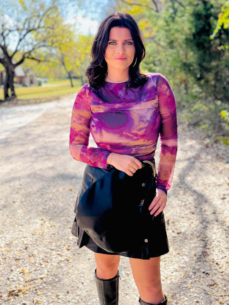 Starstruck Sabrina Mesh Top - Plum