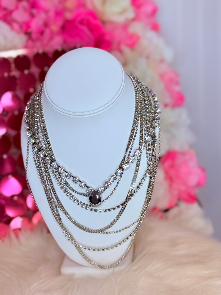 Wendy Silver Layered Swarovski Necklace