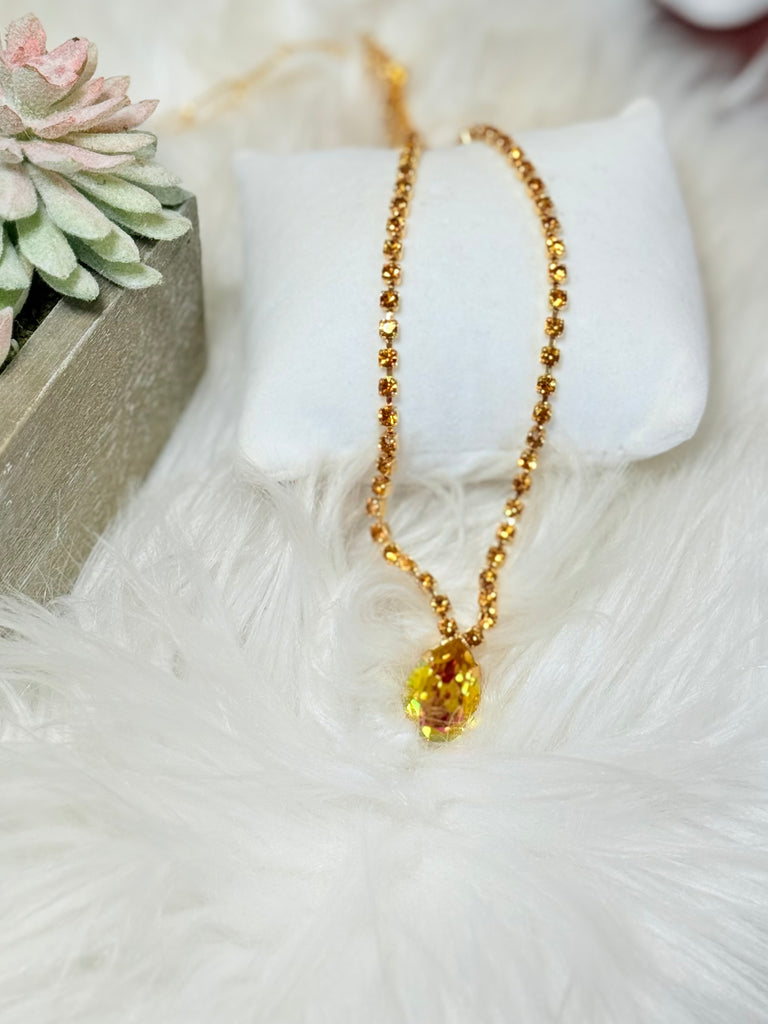 Milli Swarovski Crystal Necklace - Citrus Lime Brandy