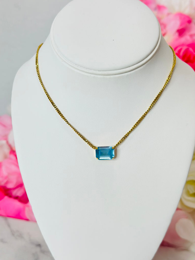 Rubin Swarovski Pendent Daily Necklace - Light Turquoise Matte