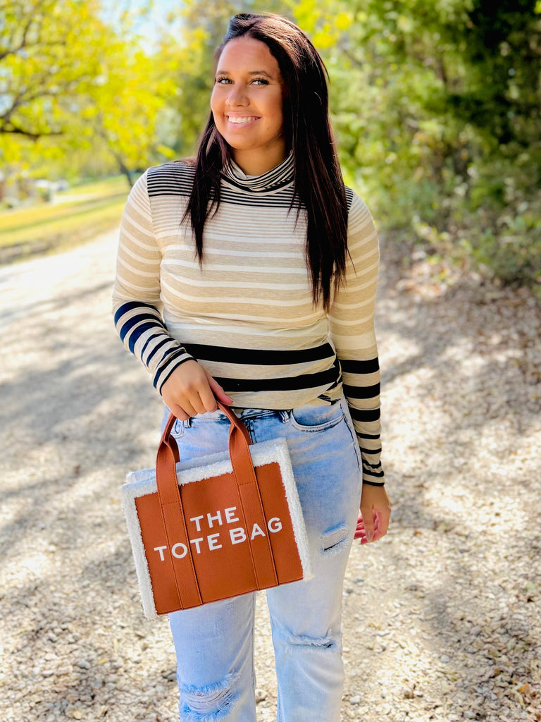 Make A Plan Stripe Cowl Neck Top - Navy