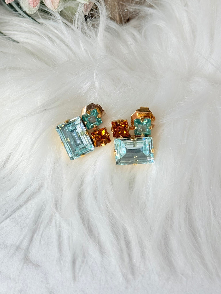 Caity Swarovski Studs in Light Azure