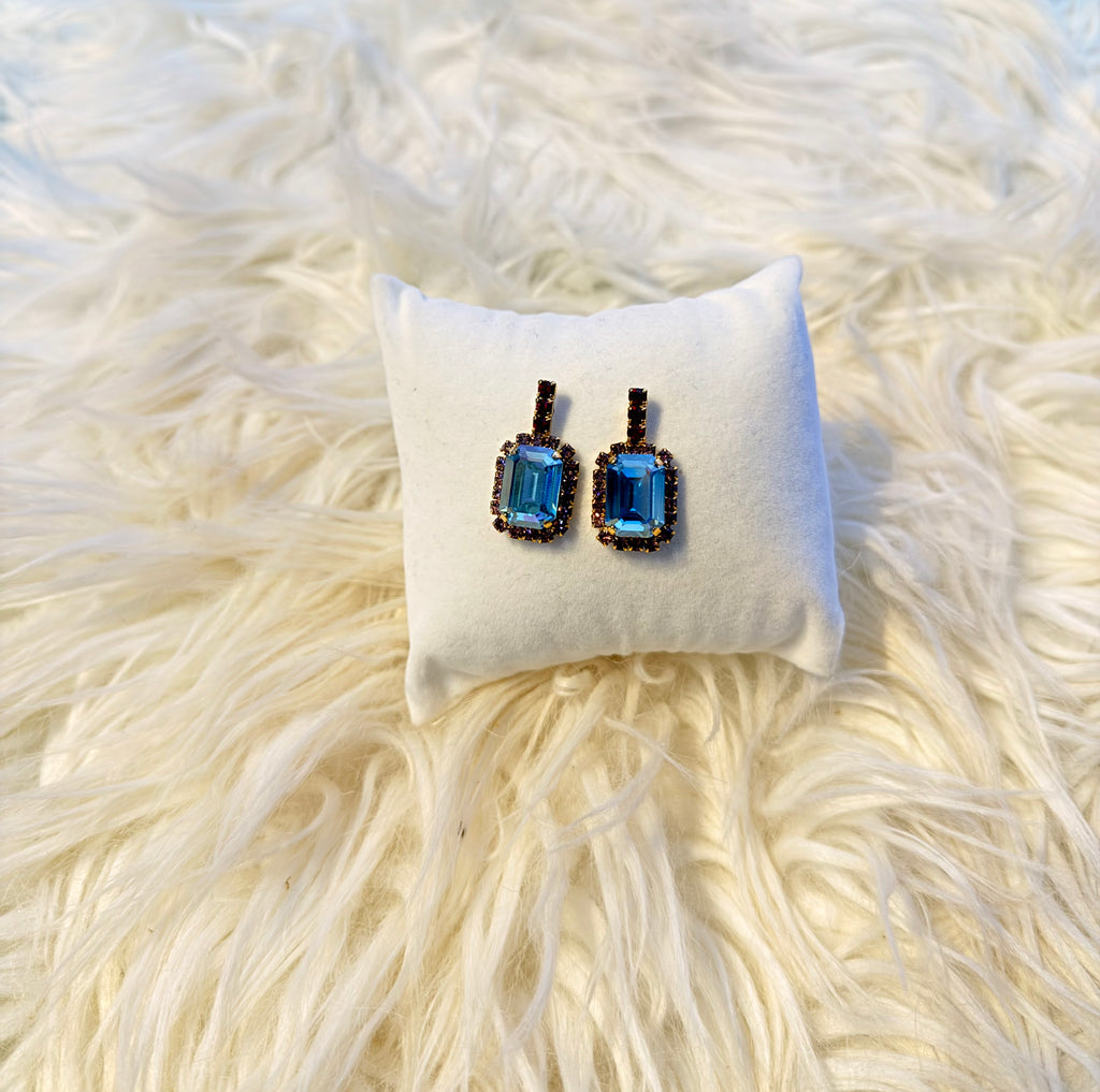 Mabel Swarovski Stud Earrings - Aqua Champagne