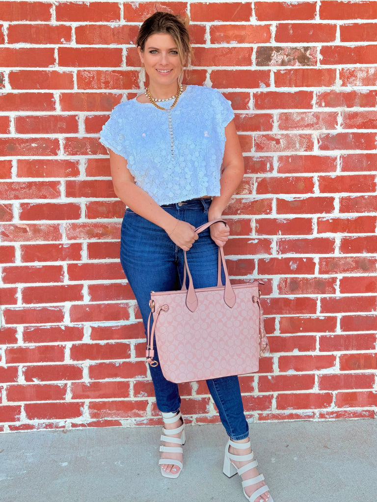 Tea Time Ivory Sequin Boat Neck Blouse