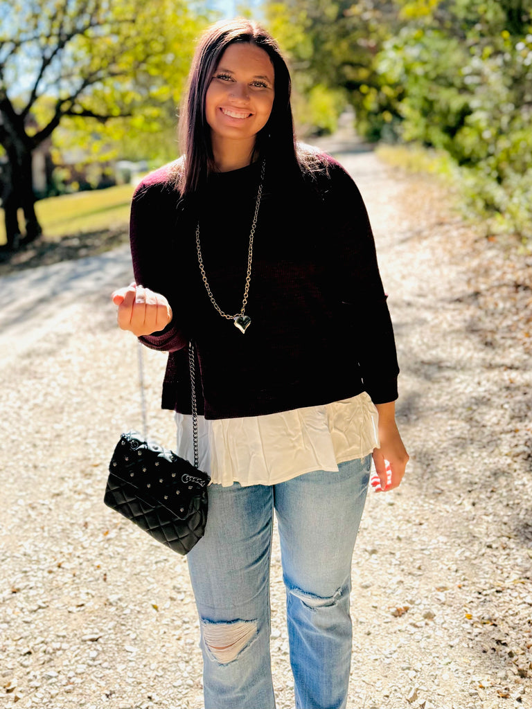 Fall In Love Layered Ruffle Top - Burgundy