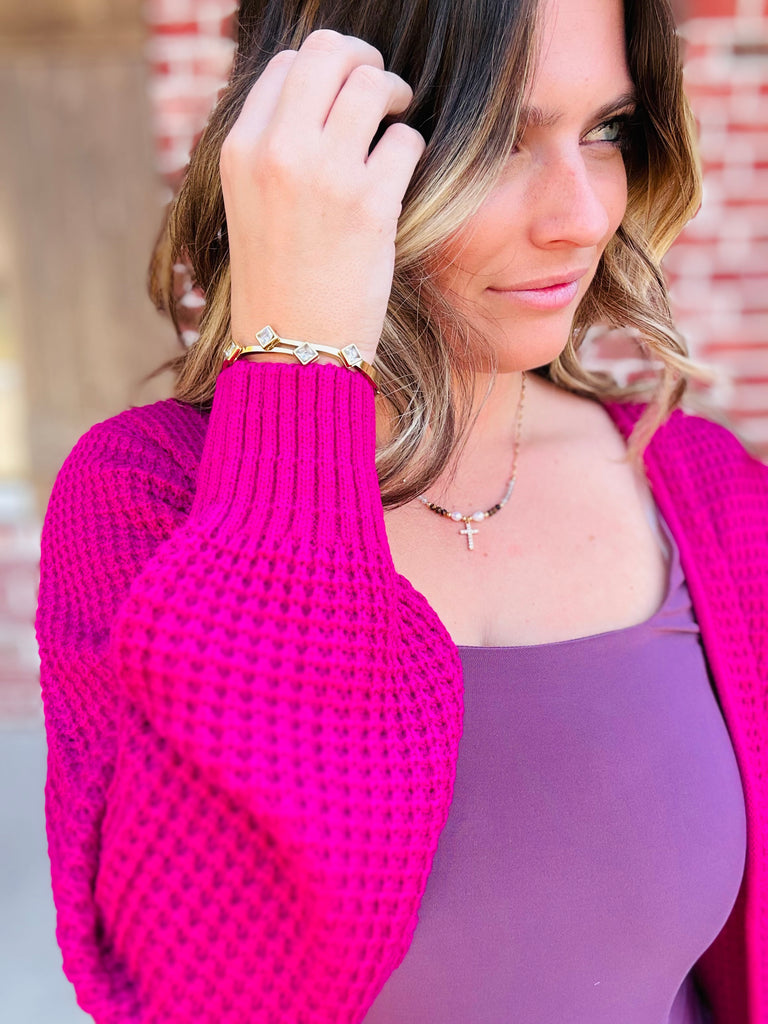 Magenta Knit Cardigan