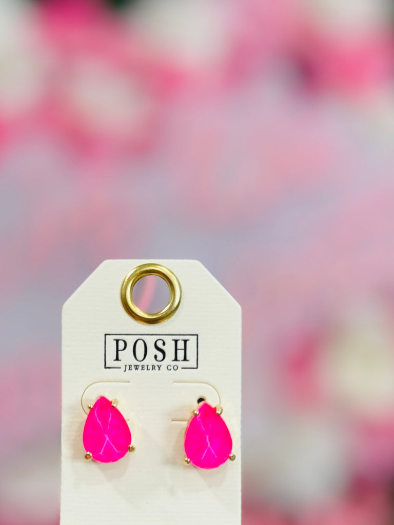 Summer Pink Crystal Stud Earrings