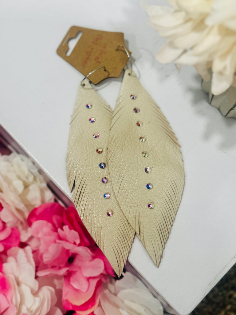 Gypsy Feather AB Earrings - Ivory