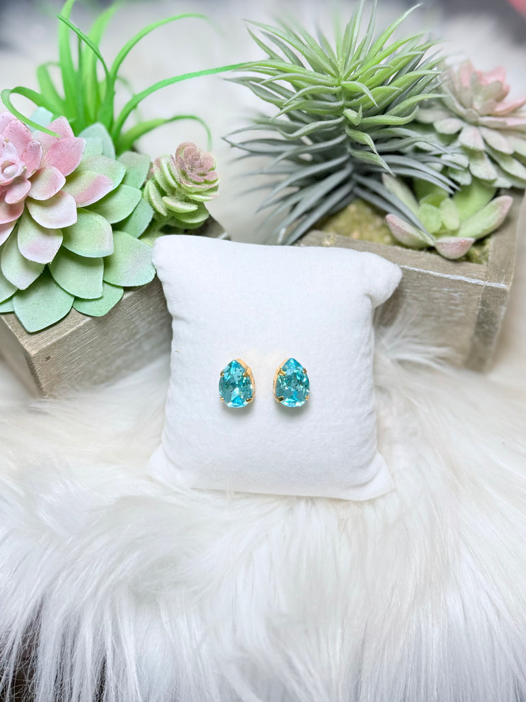 The Lumi Swarovski Studs - Aqua Blue