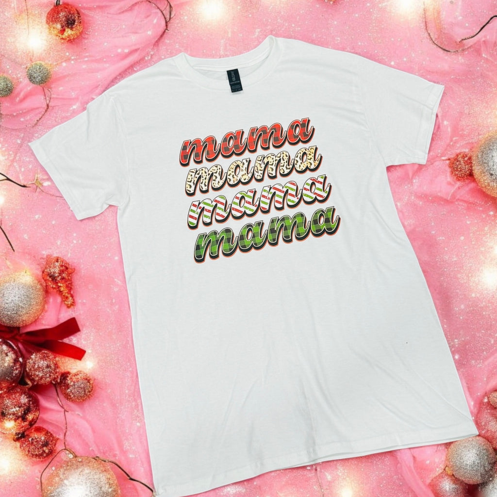 Mama Holiday White Graphic Tee