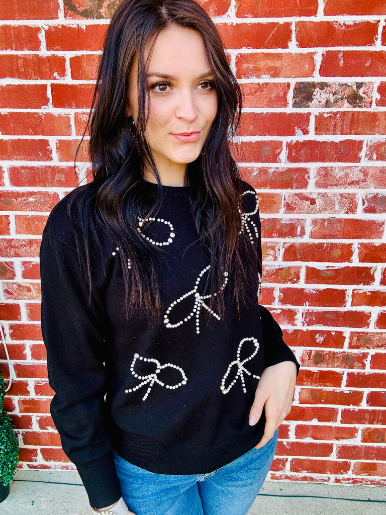 Darling I Might Embellished Bow Sweater