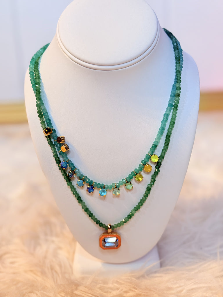 Peggy Necklace in Teal Swarovski