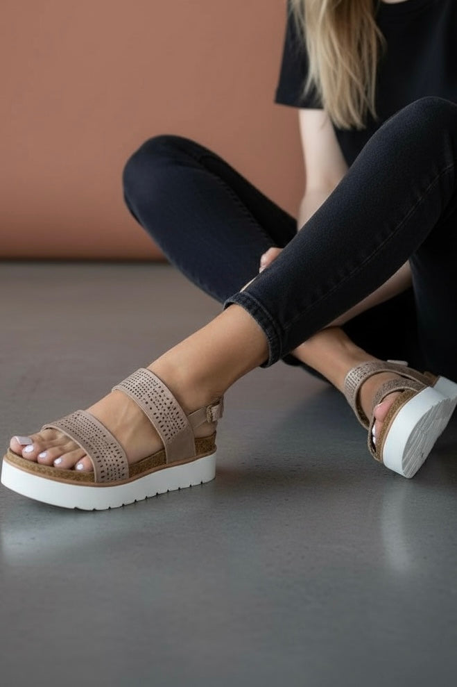 Anatalia Champagne Shine Platform Wedges