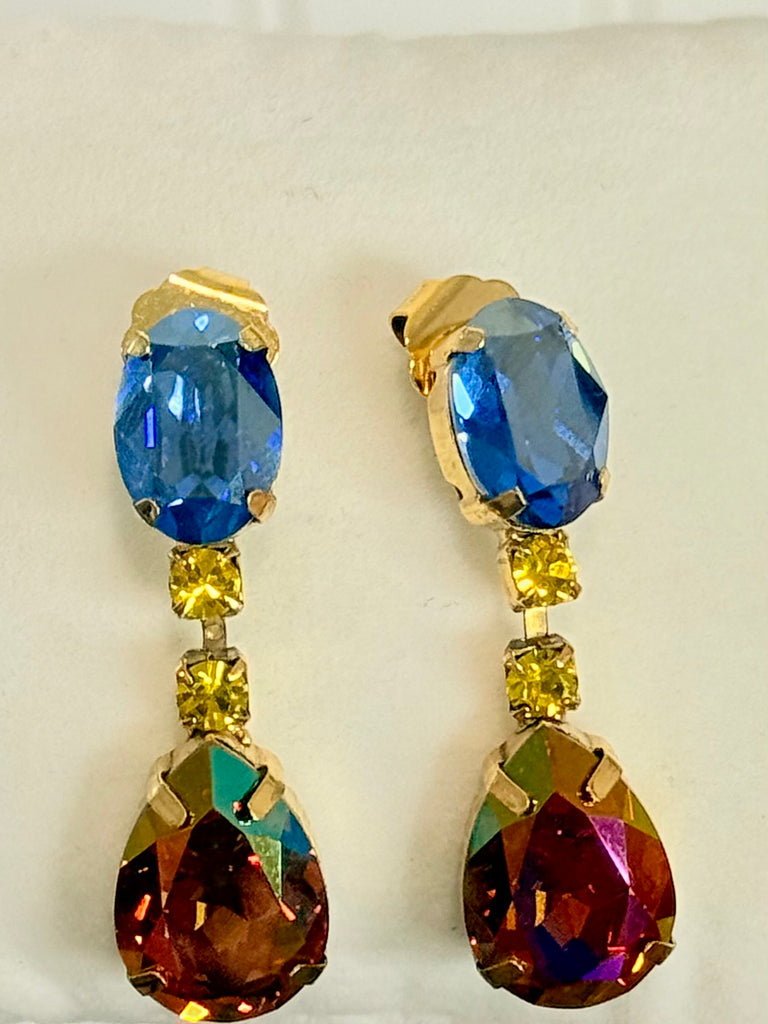 Masha Sarovski Stud Dangle Earrings - Sapphire