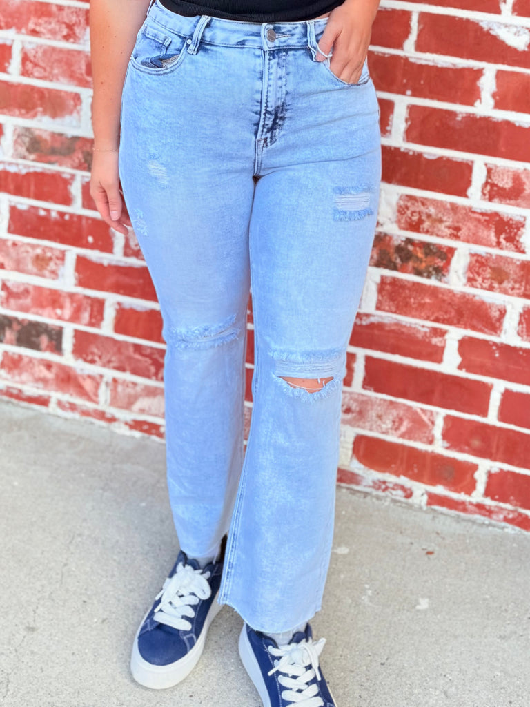 Hallie High Rise Distressed Slim Frayed Knee Skinny Denim Jeans