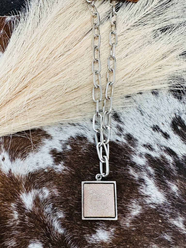 Grunge Pink Silver Link Chain Designer Necklace