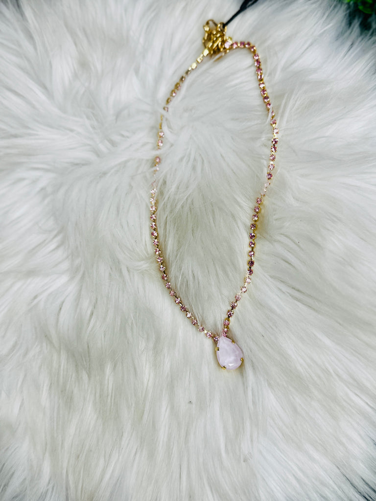 Milli Swarovski Crystal Necklace - Rose / Opal Pink