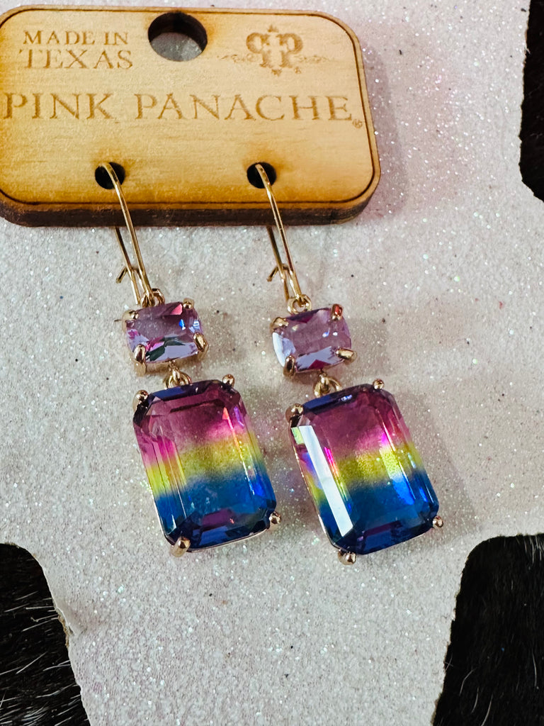 Ombre Rectangle Crystal Earrings