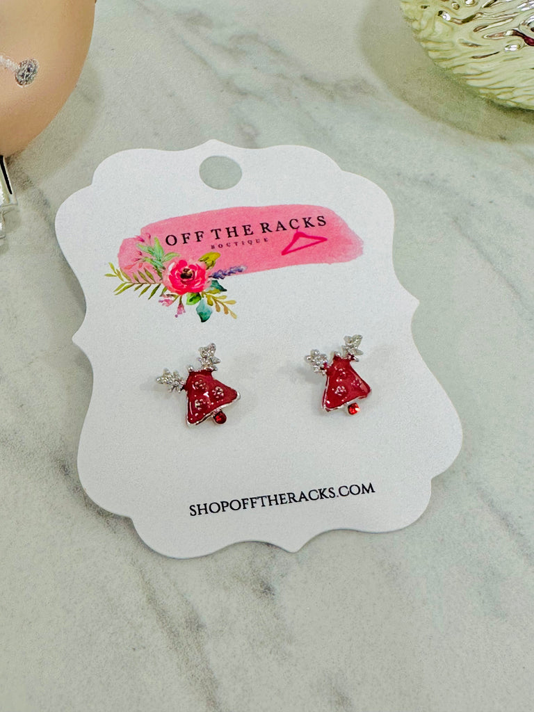 Silver Red Tree Studs