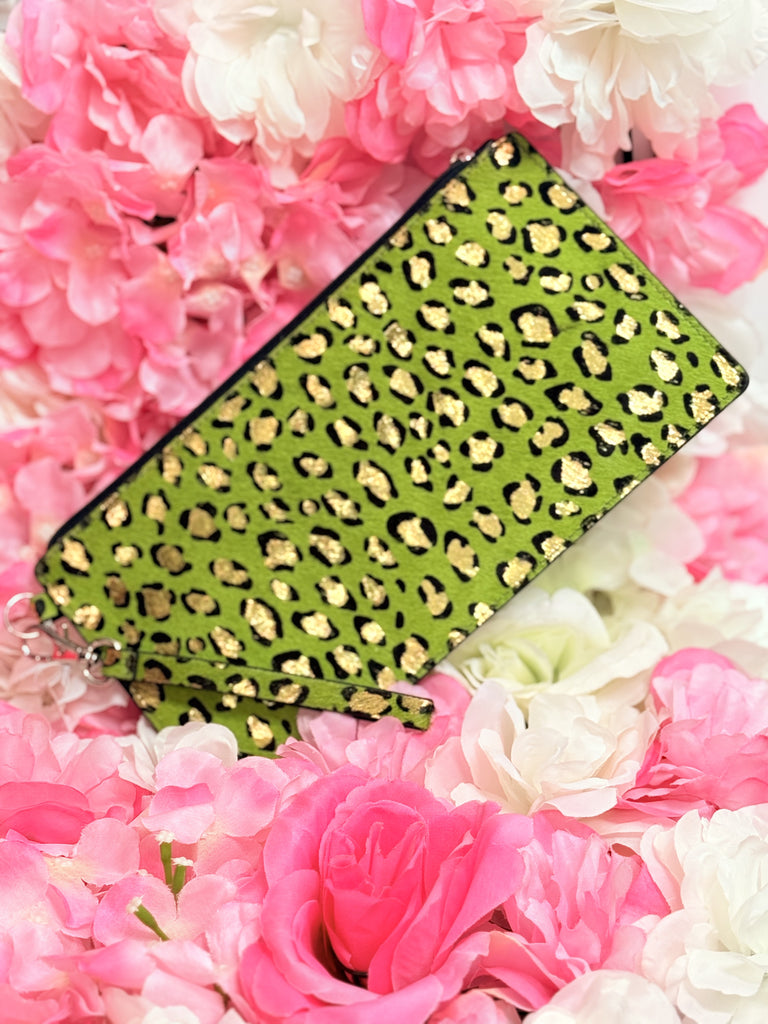 Leo Lime Leather & Hide Wristlet